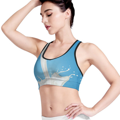 Milk Splash Print Women's Sports Bra