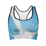 Milk Splash Print Women's Sports Bra