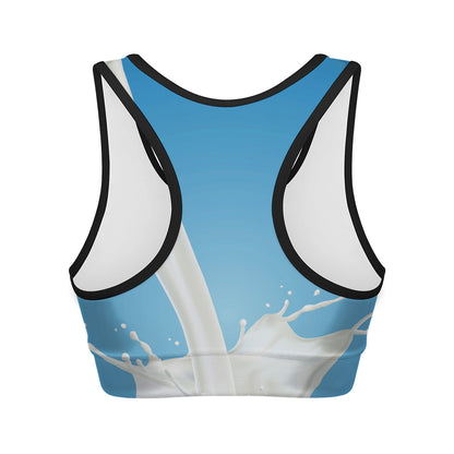 Milk Splash Print Women's Sports Bra