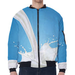Milk Splash Print Zip Sleeve Bomber Jacket