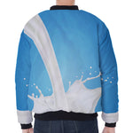 Milk Splash Print Zip Sleeve Bomber Jacket