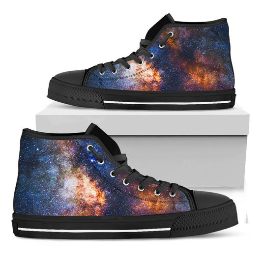 Milky Way Universe Galaxy Space Print Black High Top Sneakers
