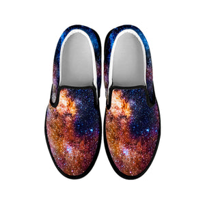 Milky Way Universe Galaxy Space Print Black Slip On Sneakers