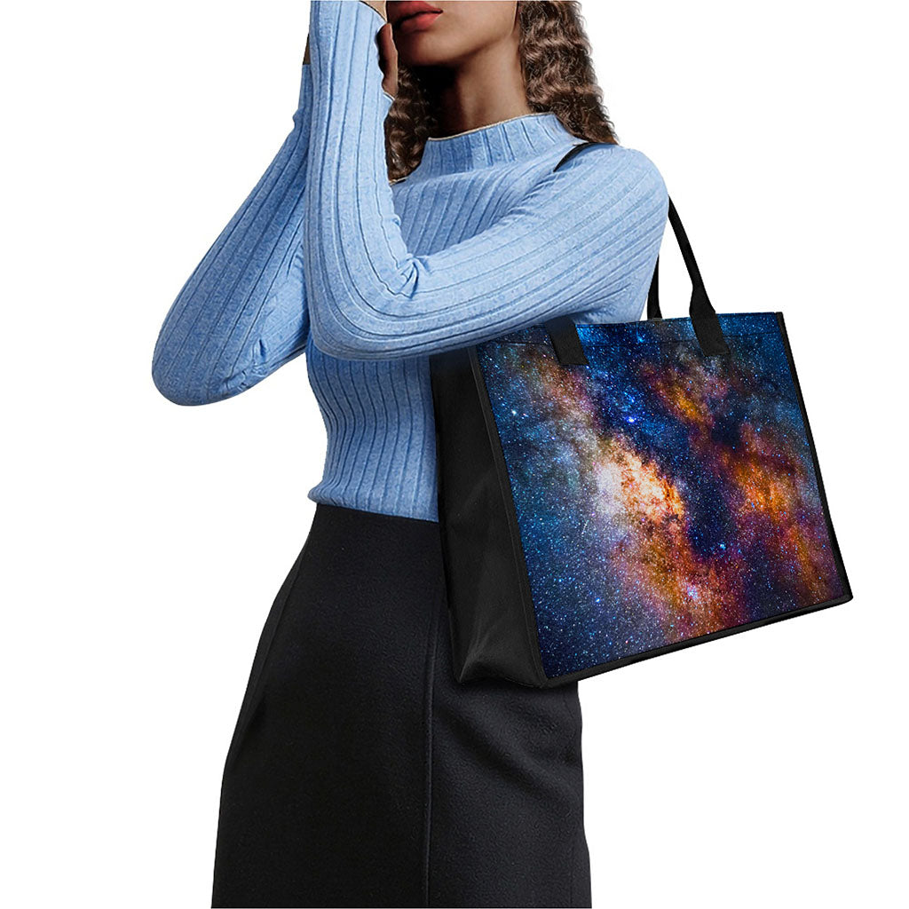 Milky Way Universe Galaxy Space Print Canvas Tote Bag