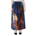 Milky Way Universe Galaxy Space Print Chiffon Maxi Skirt