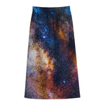 Milky Way Universe Galaxy Space Print Cotton Front Slit Maxi Skirt