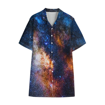 Milky Way Universe Galaxy Space Print Cotton Hawaiian Shirt