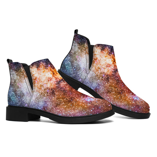 Milky Way Universe Galaxy Space Print Flat Ankle Boots