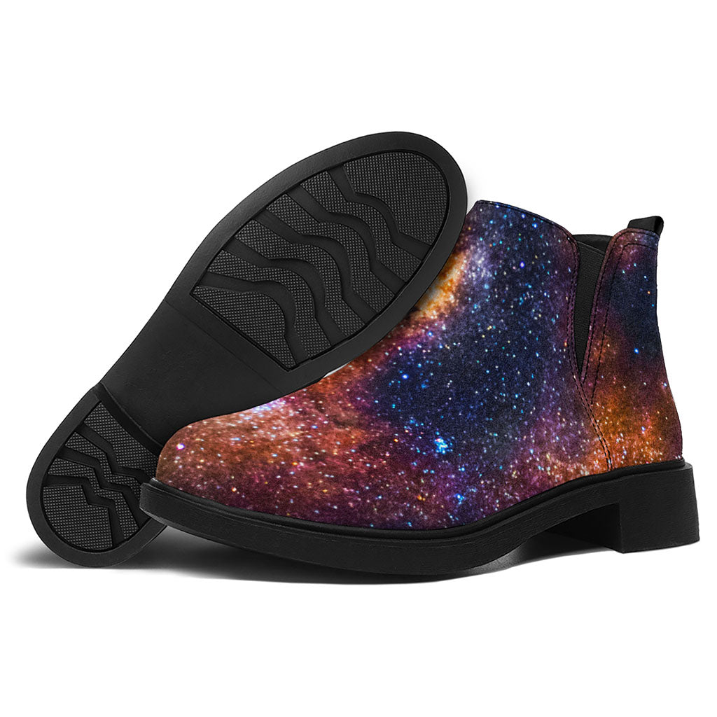 Milky Way Universe Galaxy Space Print Flat Ankle Boots