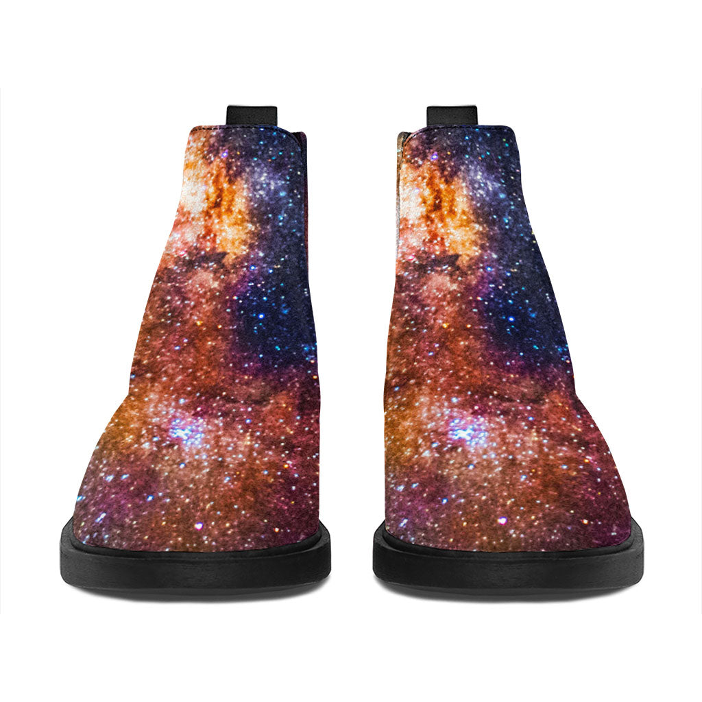 Milky Way Universe Galaxy Space Print Flat Ankle Boots