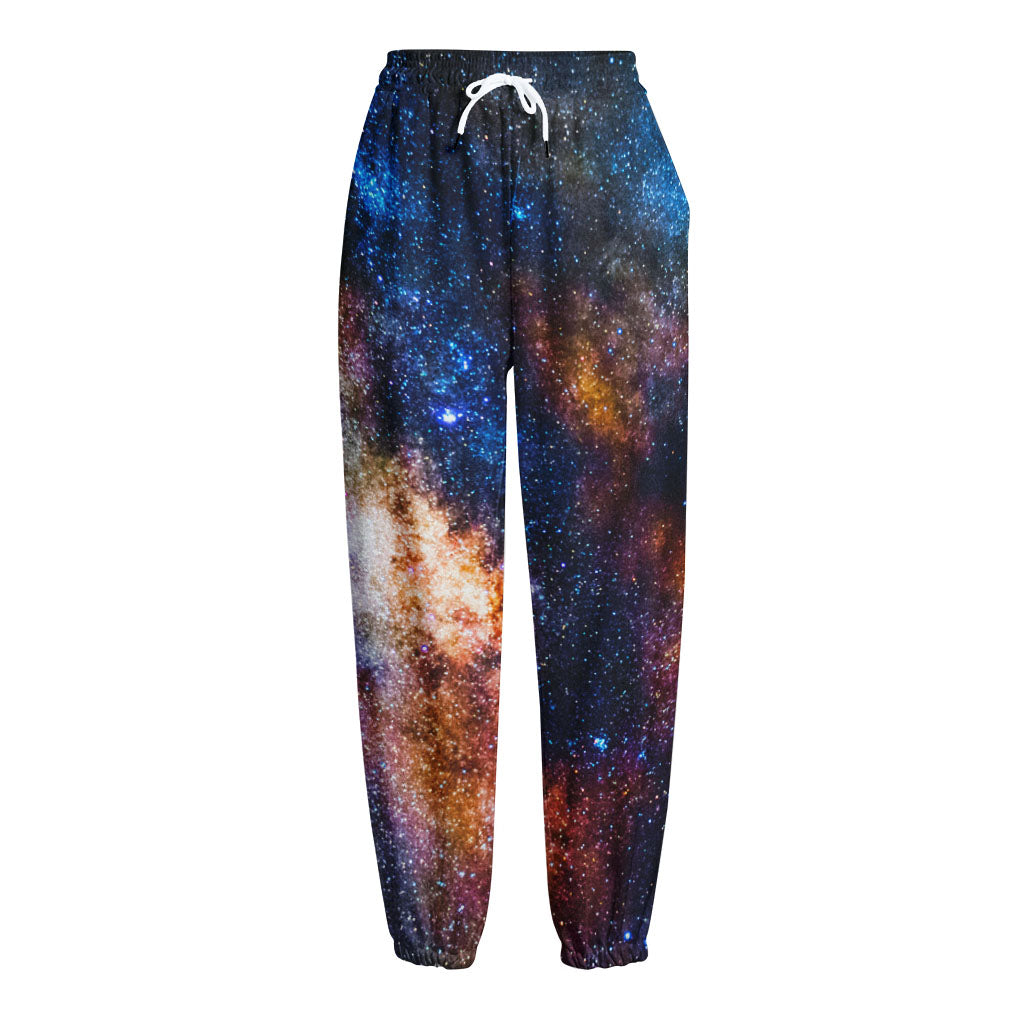 Milky Way Universe Galaxy Space Print Fleece Lined Knit Pants