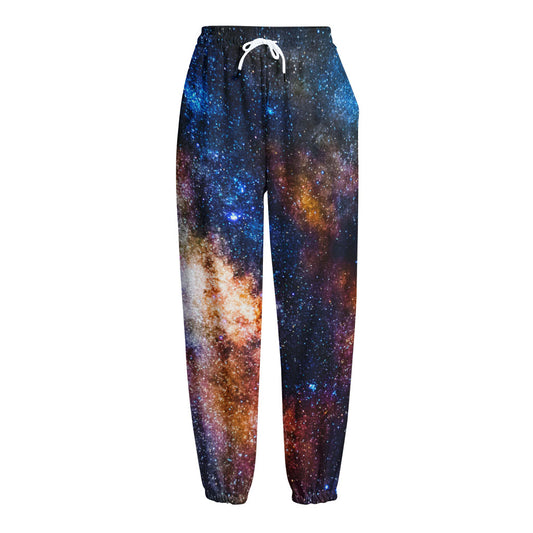 Milky Way Universe Galaxy Space Print Fleece Lined Knit Pants