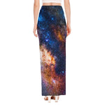 Milky Way Universe Galaxy Space Print High Slit Maxi Skirt