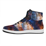Milky Way Universe Galaxy Space Print High Top Leather Sneakers