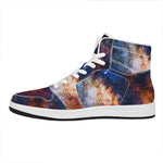 Milky Way Universe Galaxy Space Print High Top Leather Sneakers