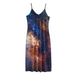 Milky Way Universe Galaxy Space Print Jersey Midi Cami Dress