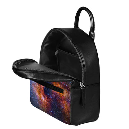 Milky Way Universe Galaxy Space Print Leather Backpack
