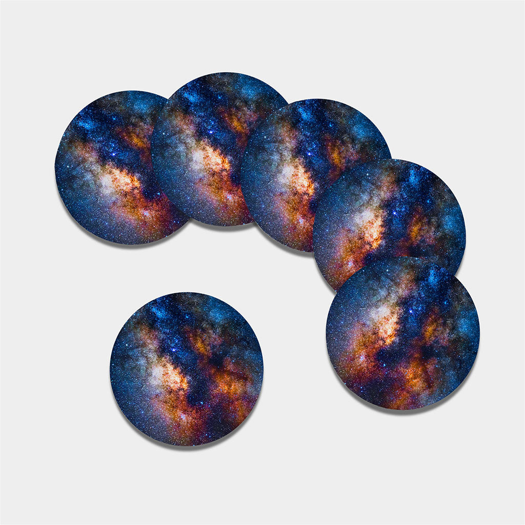 Milky Way Universe Galaxy Space Print Leather Coaster Set