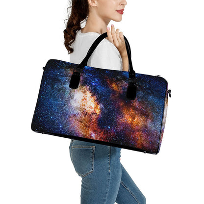 Milky Way Universe Galaxy Space Print Leather Duffle Bag