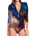 Milky Way Universe Galaxy Space Print Long Sleeve Swimsuit