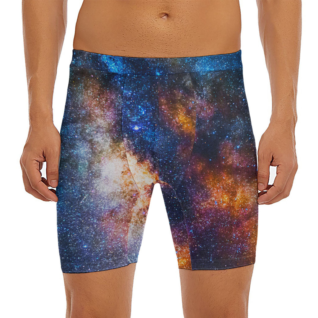 Milky Way Universe Galaxy Space Print Men's Long Boxer Briefs