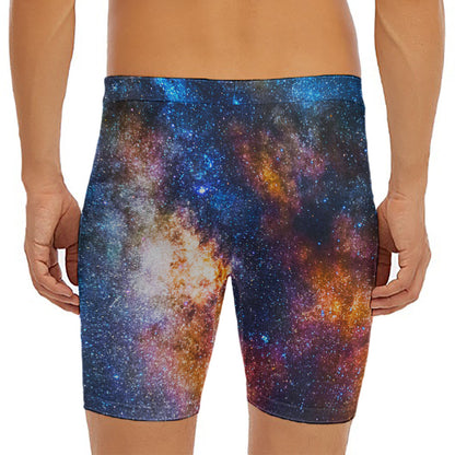 Milky Way Universe Galaxy Space Print Men's Long Boxer Briefs