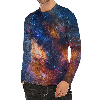 Milky Way Universe Galaxy Space Print Men's Long Sleeve Rash Guard
