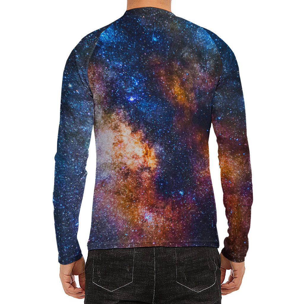 Milky Way Universe Galaxy Space Print Men's Long Sleeve Rash Guard