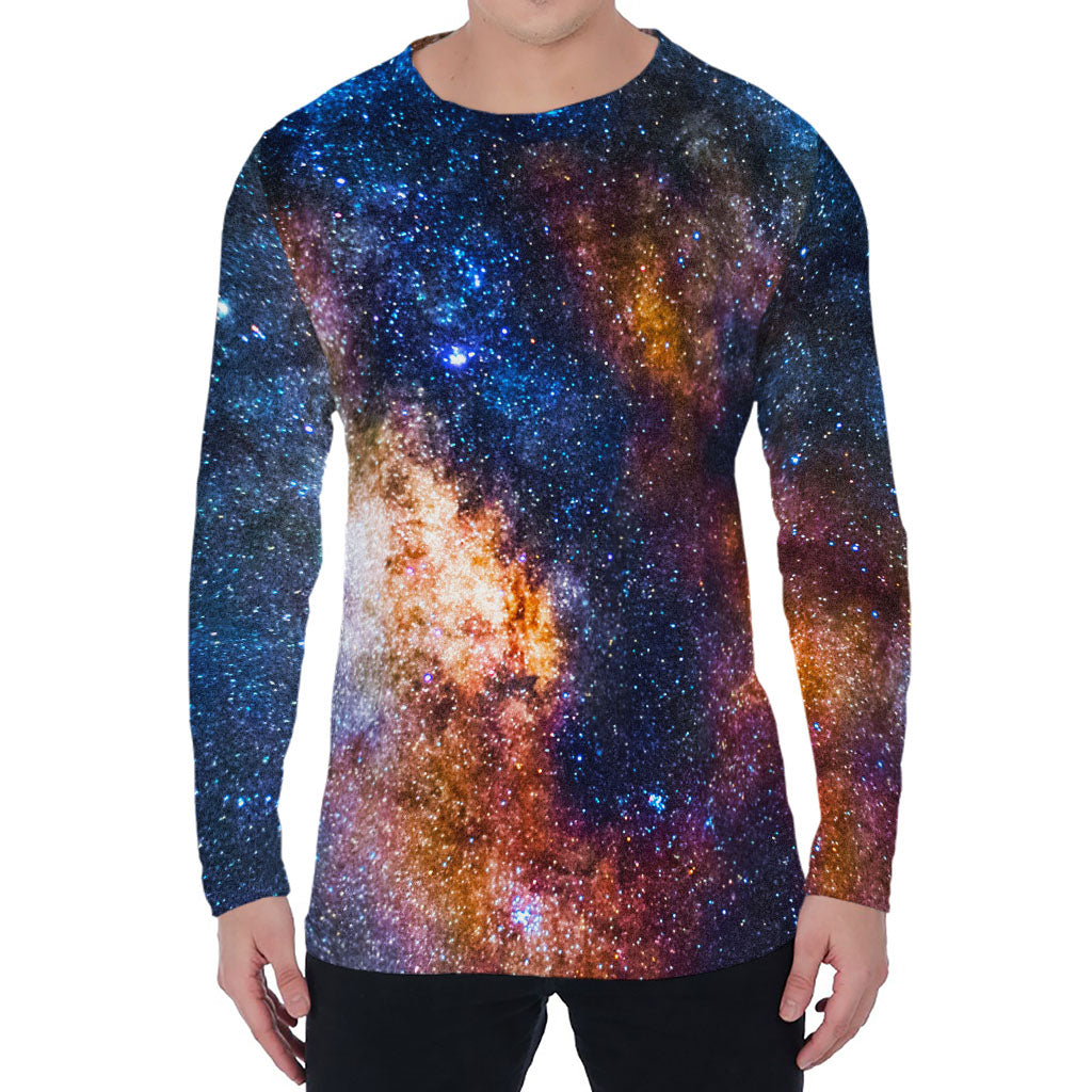 Milky Way Universe Galaxy Space Print Men's Long Sleeve T-Shirt