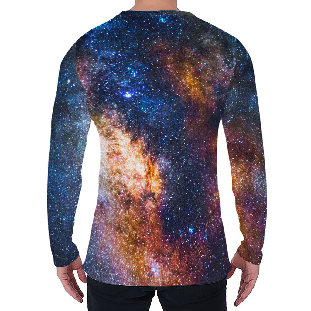 Milky Way Universe Galaxy Space Print Men's Long Sleeve T-Shirt