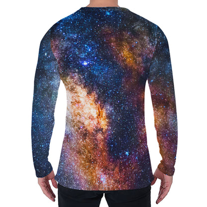 Milky Way Universe Galaxy Space Print Men's Long Sleeve T-Shirt