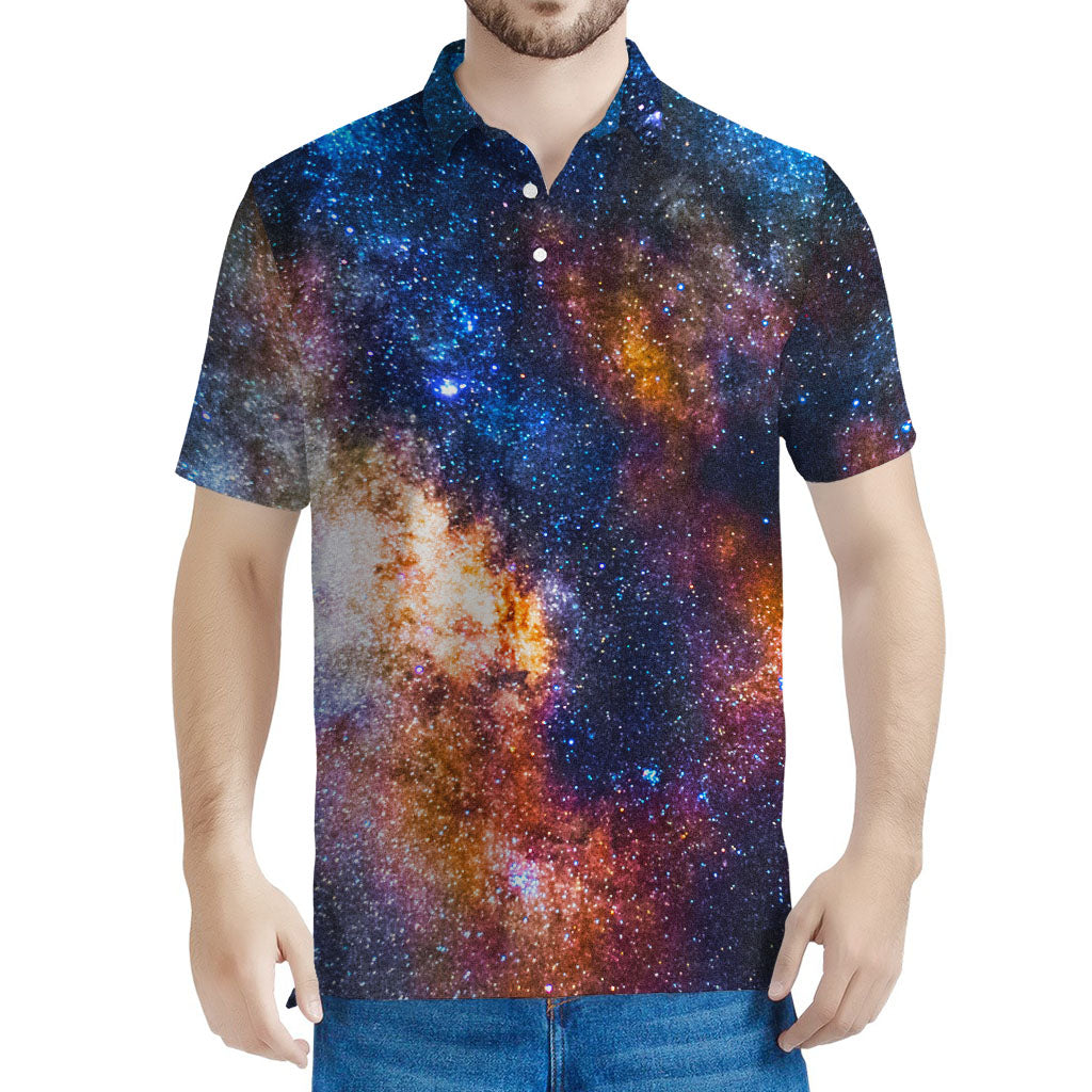 Milky Way Universe Galaxy Space Print Men's Polo Shirt