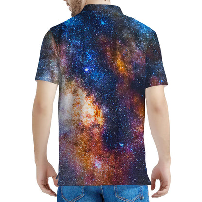 Milky Way Universe Galaxy Space Print Men's Polo Shirt