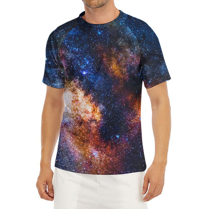 Milky Way Universe Galaxy Space Print Men's Short Sleeve Rash Guard