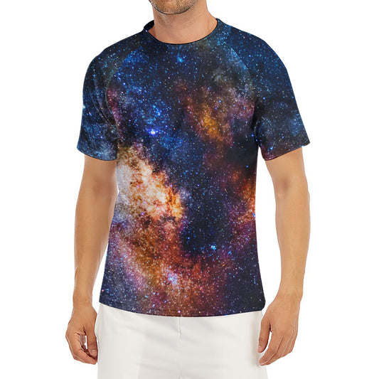 Milky Way Universe Galaxy Space Print Men's Short Sleeve Rash Guard