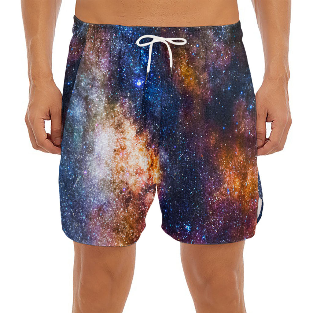Milky Way Universe Galaxy Space Print Men's Split Running Shorts