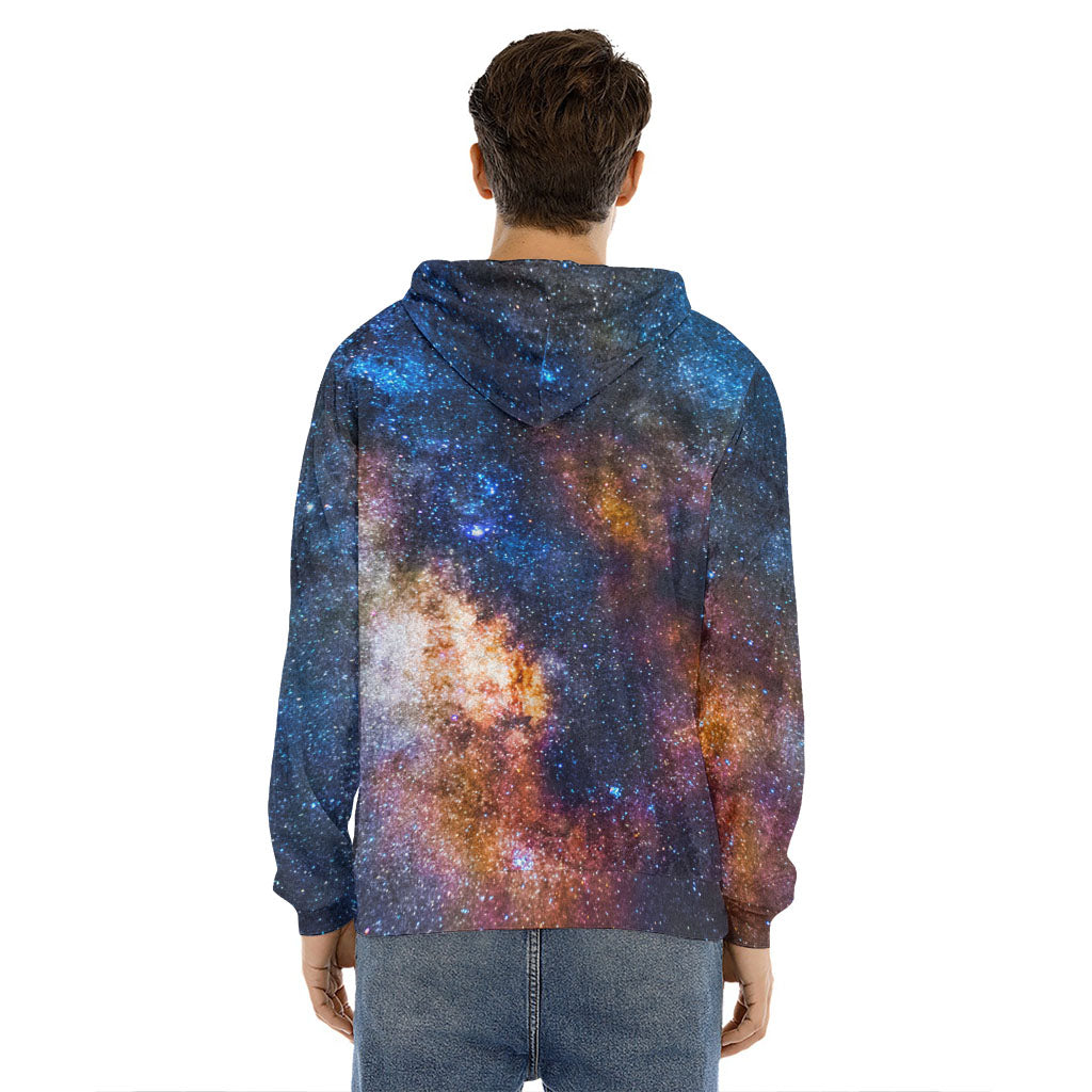 Milky Way Universe Galaxy Space Print Men's Velvet Pullover Hoodie