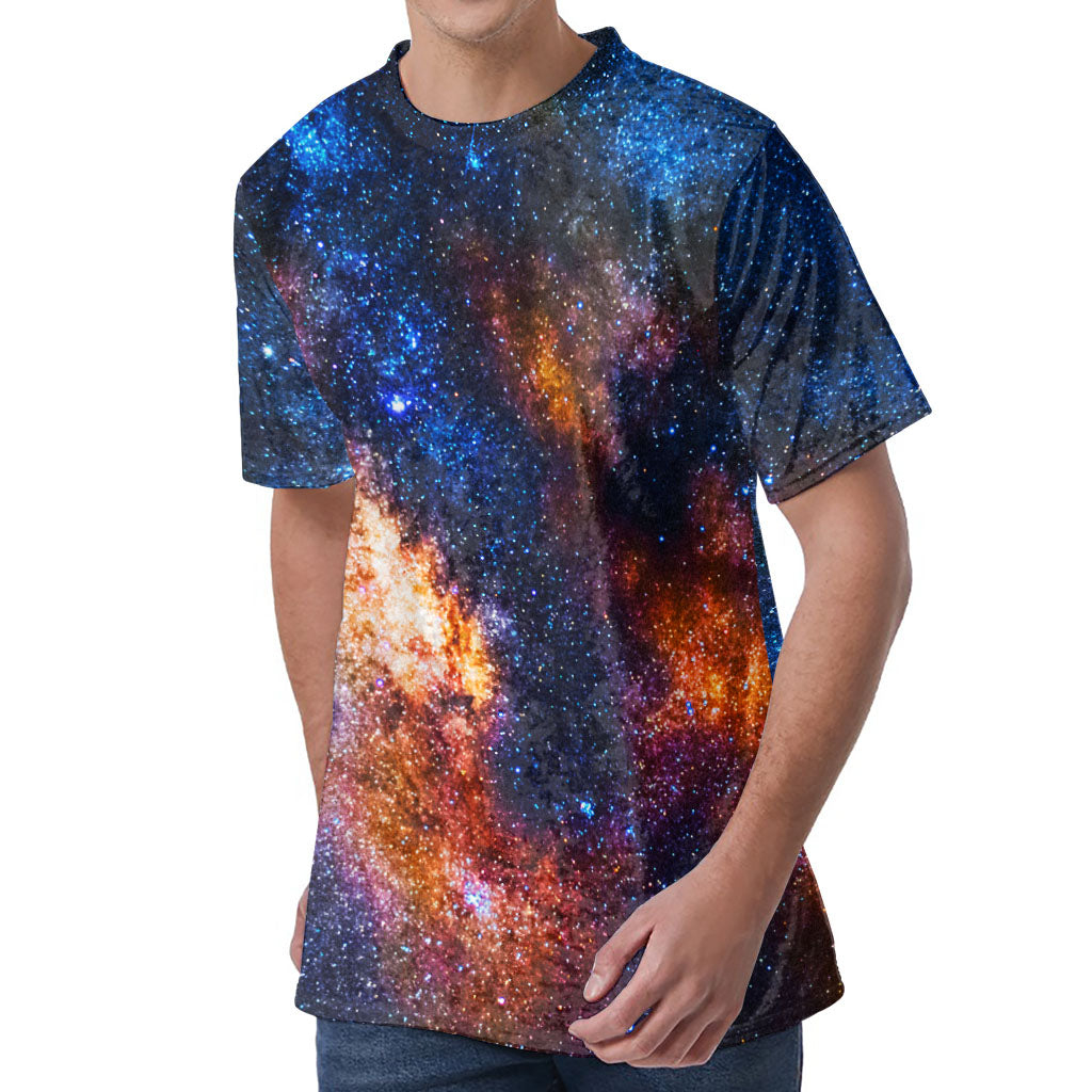 Milky Way Universe Galaxy Space Print Men's Velvet T-Shirt