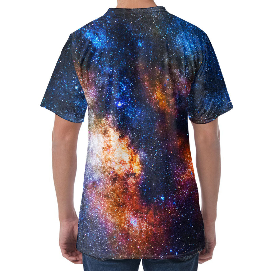 Milky Way Universe Galaxy Space Print Men's Velvet T-Shirt
