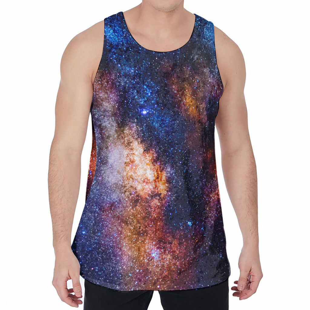 Milky Way Universe Galaxy Space Print Men's Velvet Tank Top