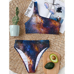 Milky Way Universe Galaxy Space Print One Shoulder Bikini Top