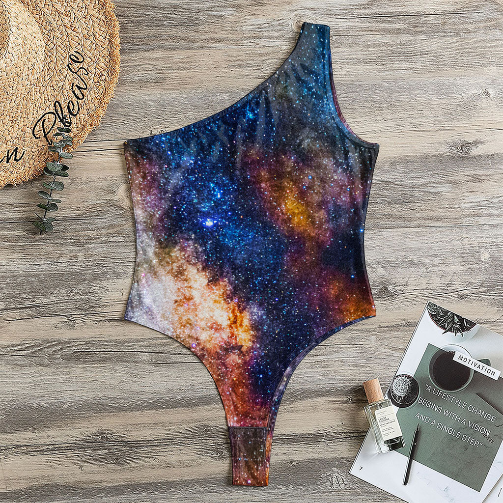 Milky Way Universe Galaxy Space Print One Shoulder Bodysuit