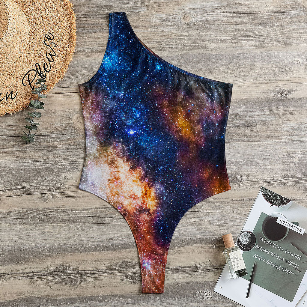 Milky Way Universe Galaxy Space Print One Shoulder Bodysuit