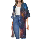 Milky Way Universe Galaxy Space Print Open Front Beach Cover Up