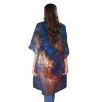 Milky Way Universe Galaxy Space Print Open Front Beach Cover Up