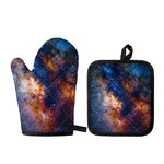 Milky Way Universe Galaxy Space Print Oven Mitt And Pot Holder Set