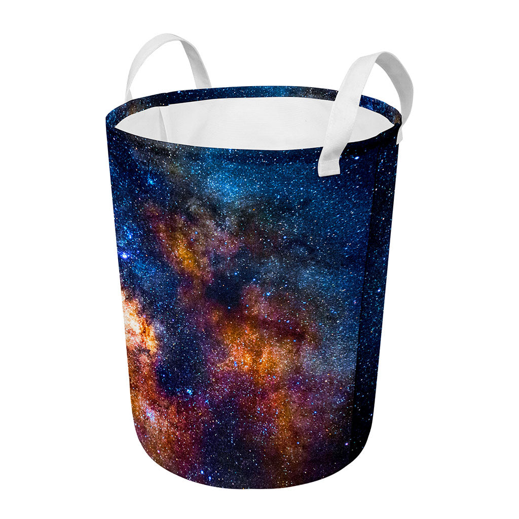 Milky Way Universe Galaxy Space Print Round Laundry Basket