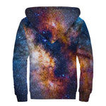 Milky Way Universe Galaxy Space Print Sherpa Lined Zip Up Hoodie