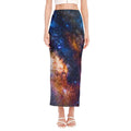 Milky Way Universe Galaxy Space Print Side Slit Maxi Skirt