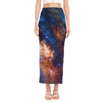 Milky Way Universe Galaxy Space Print Side Slit Maxi Skirt
